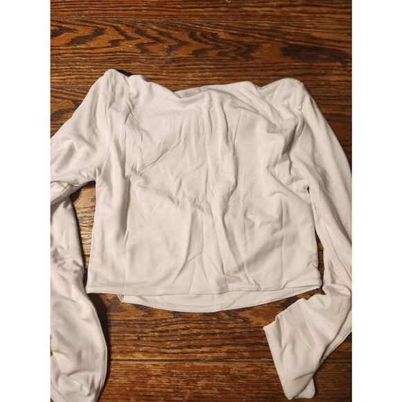 NWT SEROYA Ellis Soft Jersey Long Sleeve Crop Top - Cut Out White sz Large - Picture 5 of 5